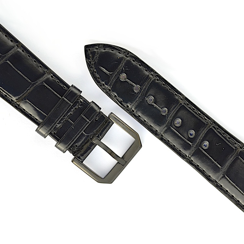 Bracelet Apple Watch, Carré Alligator, Noir Brillant, AB06-c